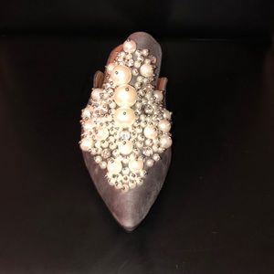 Pearl embellished slip ons